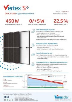 Prodej Fotovoltaický panel Trina Vertex S+ 450W