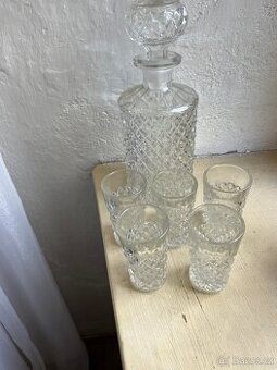 Retro likérová souprava – ČSSR, Sklo Union, 60.–70. léta