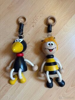 Dřevěný kos a včelka na pružině od ABAKUS CZ