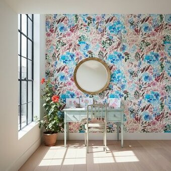 Samolepicí tapeta na zeď, barevné květinyl 45 cm x 5 m
