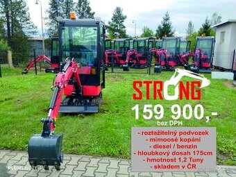 Minibagr s kabinou STRONG 1,2 T SKLADEM