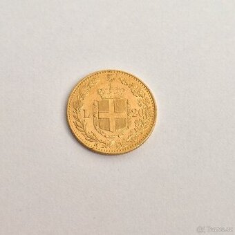 Zlatá mince 20 Lira Umberto I. 1881