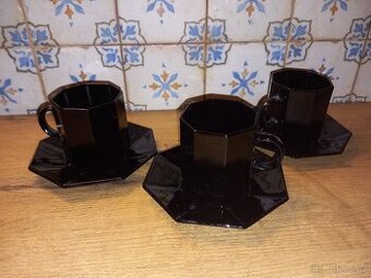 Čajová sada - FRANCE - černé sklo + konvice