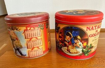 staré plechové kulaté dózy