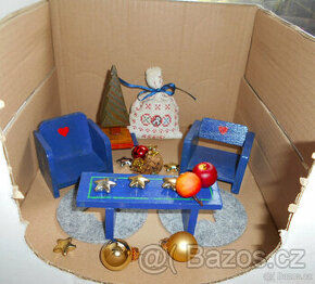 NÁBYTEK PRO PANENKY + STROMEČEK - RETRO VÁNOČNÍ SET 1