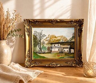 Obraz v krásném rámu, olejomalba