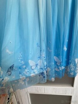🦋 Dlouhá modrá tylová sukně s motýly – vel. 2XL