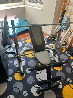 Posilovací lavice 2 tyč 4 závaží po 10 kg