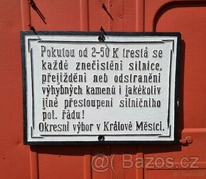 Velká cca 70cm železná litá cedule policie Auto moto