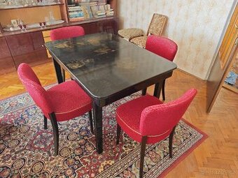 Retro jídelní rozkládací stůl a židle