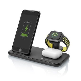 Bezdrátová nabíječka GoGEN 3v1, CHST301, černá