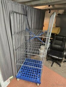 Rollkontejner s plastovou deskou, 2 mřížové stěny