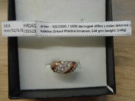 Stříbrný prsten se zlatými proužky - 1