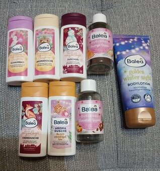 Tělové mléko Balea a různé prázdné lahvičky