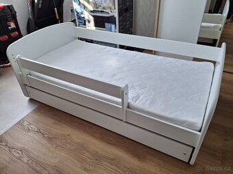 Dětská postel  160 x 80 cm, bílá + zdarma matrace a povlečen