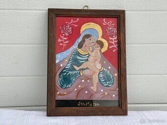 Obraz podmalba na skle Panna Marie s jezulátkem