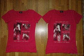 2x tmavě růžové letní tričko pro dvojčata vel.146 - 1