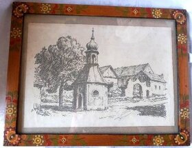 Obrázek Draženov u Domažlic, kresba tuží, Jaroslav Tykal - 1