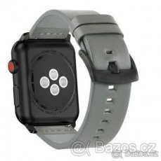 Řemínek, kůže - barva šedá pro Apple Watch 42mm, 44mm