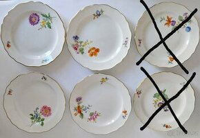 Starožitné porcelánové dezertní talíře Míšeň - Meissen