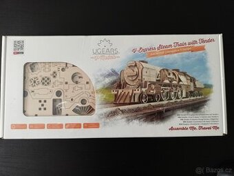 UGEARS 3D puzzle Lokomotiva V-Express s vagónem