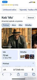 Prodám 2 lístky na Keb’ Mo’
