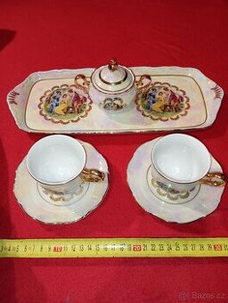 Porcelánový svačinový set TŘI GRÁCIE duhový nádech