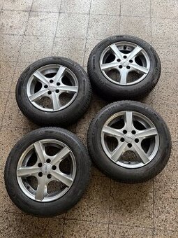 Prodám sadu alu kol s letními pneu 5x100 R14
