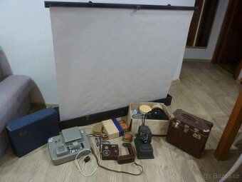 Staré plátno, projektory Meopta, kamera-vše 3.990