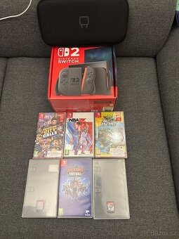 Nintendo switch 2 + 6 her TOP STAV / KOMPLET / ZÁRUKA