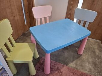 Stoleček a 3 židličky (Ikea)