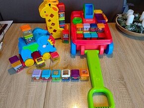 Fisher Price Slon Žirafa Vozík a kostky