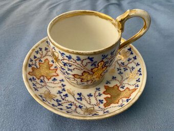 Starožitný porcelánový hrnek s podšálkem Horní Slavkov - 1