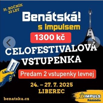 Celofestivalove vstupenky 2 benatska festival liberec