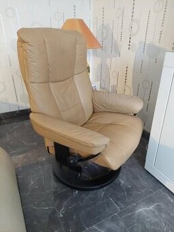 POLOHOVACÍ ZNAČKOVÉ RELAXAČNÍ KOŽENÉ KŘESLO STRESLESS