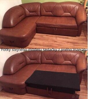 Rohová kožená sedačka hnědá