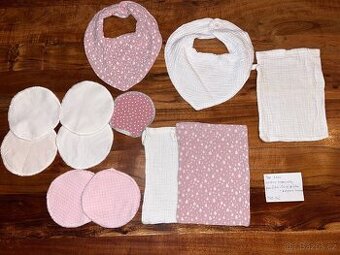 Krásný mušelínový set pro maminku a miminko, top stav