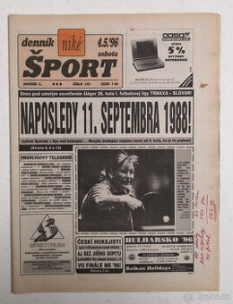 Staré noviny Denník Šport 2