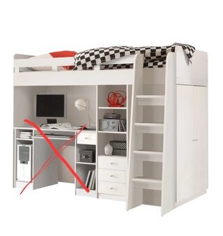 Vyvýšená postel se skrini bez stolku