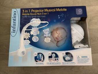 Infantino 3v1 projektor hudební kolotoč nad postýlku