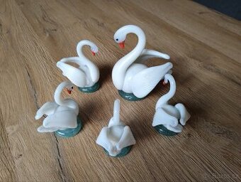 Hutní sklo sestava 5ks labutí