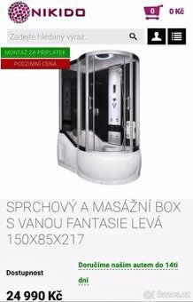 Sprchový a masážní box s vanou Fantasie Levá