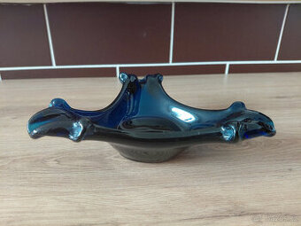 Retro popelník z hutního skla 13x16