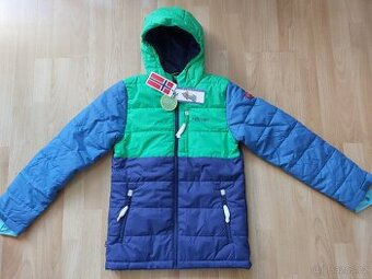 Nová zimní bunda, 158-164, do města i na lyže, zeleno modrá
