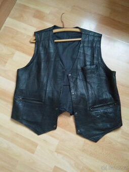 Vesta kožená černá pánská na silnějšího pána