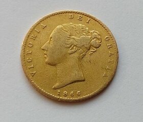 Zlatý 1/2 Sovereign / Půl Libra 1866 - Mladá Victoria. - 1