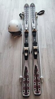 Bílý set dámské lyže 160cm + hůlky + helma