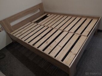 Postel s roštama - 160x200cm, Dub Sonoma