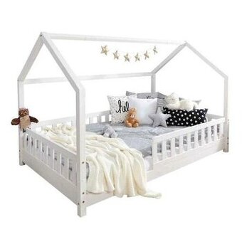 DĚTSKÁ DOMEČKOVÁ POSTEL 160X80 cm, bílý lak