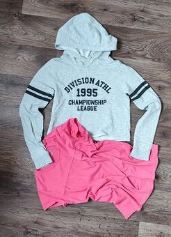 Dívčí mikina crop top H&M vel. 146/152 + tričko